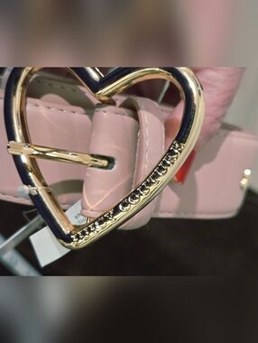 Juicy Couture Blush Pink Heart Buckle Belt with Gold Accent NWT